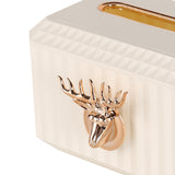 Maxbell Napkin Paper Holder Deer Head Sculpture Tissue Box for Countertop White
