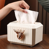 Maxbell Napkin Paper Holder Deer Head Sculpture Tissue Box for Countertop White