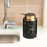 Maxbell Ceramic Pump Bottle Soap Dispenser for Office Kitchen Dishwashing Soap Marble Texture Black