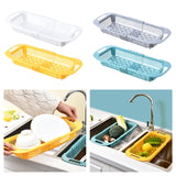 Maxbell Retractable Drain Basket Rack Colander Durable for Washing Cups Vegetable White