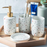 Maxbell Ceramic Bathroom Accessories Set Tumbler Modern Countertop Decor Neat High