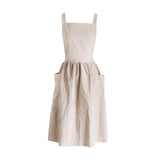 Maxbell Cotton Catering Apron Hairdresser apron Sleeveless for Kitchen chef Oatmeal