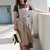 Maxbell Cotton Catering Apron Hairdresser apron Sleeveless for Kitchen chef Oatmeal