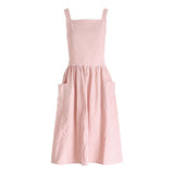 Maxbell Cotton Catering Apron Hairdresser apron Sleeveless for Kitchen chef Pink