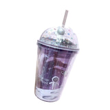 Maxbell Creative Water Cup Tumbler Smoothie Cup Cold Drink Cup with Lid and Straw Purple 17.6cmx10.2cm
