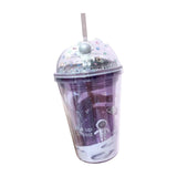 Maxbell Creative Water Cup Tumbler Smoothie Cup Cold Drink Cup with Lid and Straw Purple 17.6cmx10.2cm