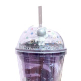 Maxbell Creative Water Cup Tumbler Smoothie Cup Cold Drink Cup with Lid and Straw Purple 17.6cmx10.2cm