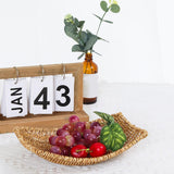 Maxbell Hand Woven Rattan Serving Platter for Vegetables Fruits Food 23cm x 17cm