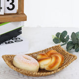 Maxbell Hand Woven Rattan Serving Platter for Vegetables Fruits Food 23cm x 17cm