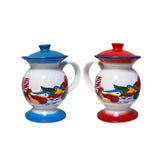 Maxbell Coffee Mug 350ml Water Cup with Handle and Lid for Birthday Holiday Wedding Red