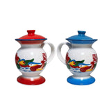 Maxbell Coffee Mug 350ml Water Cup with Handle and Lid for Birthday Holiday Wedding Red