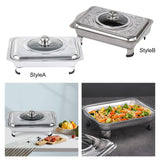 Maxbell Stainless Steel Chafing Dish with Cover Serving Tray Holder for Parties StyleA
