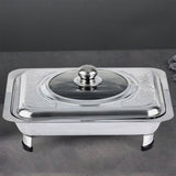 Maxbell Stainless Steel Chafing Dish with Cover Serving Tray Holder for Parties StyleA