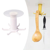 Maxbell Wall Mounted Utensil Holder Hook Kitchenware Storage Rack for Towel Spoon White