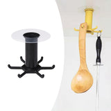 Maxbell Wall Mounted Utensil Holder Hook Kitchenware Storage Rack for Towel Spoon Black