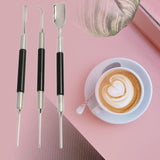 Maxbell 3 Pieces Coffee Jacquard Carving Needle for Shop Coffee Decorating DIY