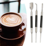 Maxbell 3 Pieces Coffee Jacquard Carving Needle for Shop Coffee Decorating DIY