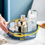 Maxbell 360 Rotation Vanity Cosmetics Tray Bathroom Organizer for Bedroom Shower Blue