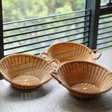 Maxbell Portable  Rattan Fruit Storage Basket Table Organizer  Brown