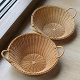 Maxbell Portable  Rattan Fruit Storage Basket Table Organizer  Brown