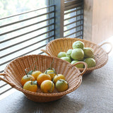 Maxbell Portable  Rattan Fruit Storage Basket Table Organizer  Brown