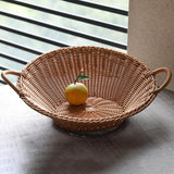 Maxbell Portable  Rattan Fruit Storage Basket Table Organizer  Brown