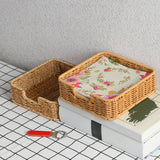 Maxbell Rustic Woven Napkin Holder Serving Tray Towel Holder for Living Room Bedroom