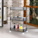 Maxbell 3 Tier Rolling Storage cart Roller Rack for Kitchen Bedroom Hallway black