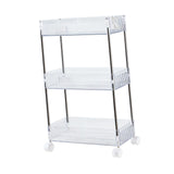 Maxbell 3 Tier Rolling Storage cart Roller Rack for Kitchen Bedroom Hallway clear