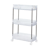 Maxbell 3 Tier Rolling Storage cart Roller Rack for Kitchen Bedroom Hallway clear