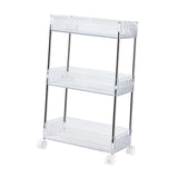 Maxbell 3 Tier Rolling Storage cart Roller Rack for Kitchen Bedroom Hallway clear