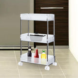 Maxbell 3 Tier Rolling Storage cart Roller Rack for Kitchen Bedroom Hallway clear