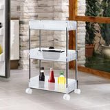 Maxbell 3 Tier Rolling Storage cart Roller Rack for Kitchen Bedroom Hallway clear
