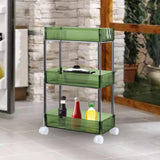 Maxbell 3 Tier Rolling Storage cart Roller Rack for Kitchen Bedroom Hallway green