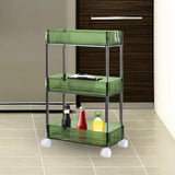 Maxbell 3 Tier Rolling Storage cart Roller Rack for Kitchen Bedroom Hallway green