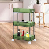 Maxbell 3 Tier Rolling Storage cart Roller Rack for Kitchen Bedroom Hallway green