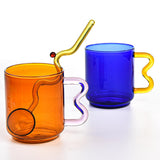 Maxbell Colorful Glass Mug Breakfast Drink Mug 15oz for Milk Water Office