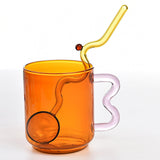 Maxbell Colorful Glass Mug Breakfast Drink Mug 15oz for Milk Water Office
