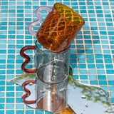 Maxbell Colorful Glass Mug Breakfast Drink Mug 15oz for Milk Water Office