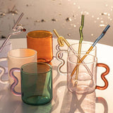 Maxbell Colorful Glass Mug Breakfast Drink Mug 15oz for Milk Water Office