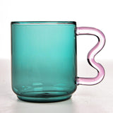 Maxbell Colorful Glass Mug Breakfast Drink Mug 15oz for Milk Water Office