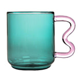 Maxbell Colorful Glass Mug Breakfast Drink Mug 15oz for Milk Water Office
