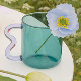 Maxbell Colorful Glass Mug Breakfast Drink Mug 15oz for Milk Water Office