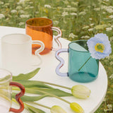 Maxbell Colorful Glass Mug Breakfast Drink Mug 15oz for Milk Water Office