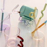Maxbell Colorful Glass Mug Breakfast Drink Mug 15oz for Milk Water Office
