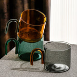 Maxbell milk Tea Cup with Handle Heat Resistance for Office Flower Tea Cereal Green