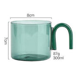 Maxbell milk Tea Cup with Handle Heat Resistance for Office Flower Tea Cereal Green