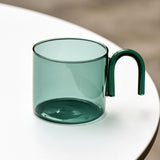 Maxbell milk Tea Cup with Handle Heat Resistance for Office Flower Tea Cereal Green