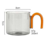 Maxbell milk Tea Cup with Handle Heat Resistance for Office Flower Tea Cereal Gray