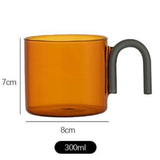 Maxbell milk Tea Cup with Handle Heat Resistance for Office Flower Tea Cereal Orange